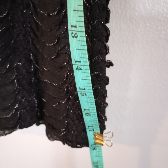 Black XL ruffle sparkly sequined goth pull-on skirt with elastic waistband - Picture 7 of 7